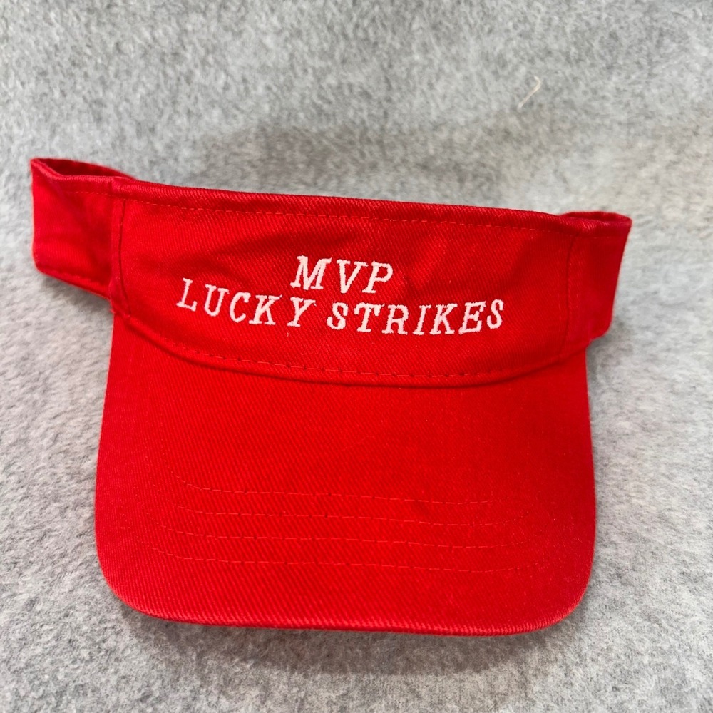 MVP Lucky Strikes Mens Red Decky Visor Hat Embroidered Adjustable OSFM